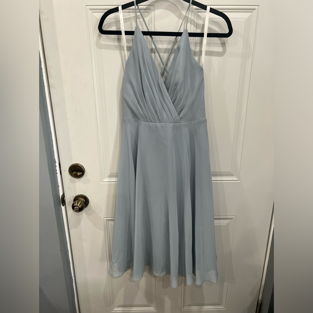 David's Bridal Bridesmaid Light Blue Dress